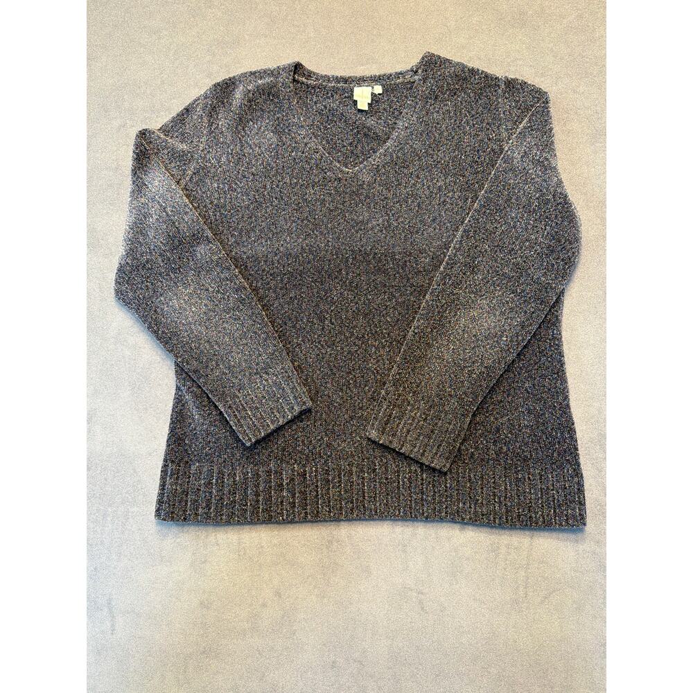 SHU SHU Women’s Long Sleeve V-neck Soft Knit Blouse size LG Blue